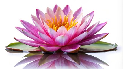 Pink Water Lily on White Background