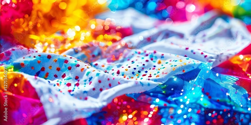 Poster a colorful piece of fabric with a lot of glitter on it