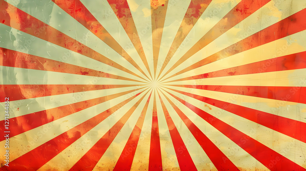 Poster abstract retro sunburst background with faded colors and texture for design use