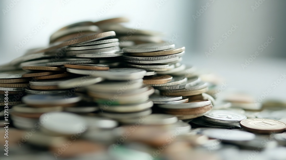 Fototapete a large pile of assorted coins collected in a casual home setting showcasing richness and diversity 