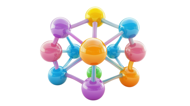 a 3d geometric structure with a central sphere isolated on white background