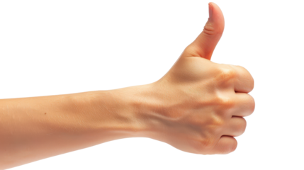Hand Showing Thumbs Up Gesture Isolated on White Background for Positive Feedback Promotion and Approval Concept