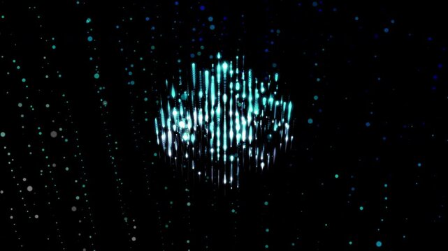 Digital colourful circle waves line form motion and movement dissolve in the depth of field, abstract technology and science background