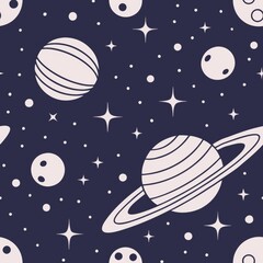 Naklejka premium Seamless patterns. Fabric pattern. Cosmic stars and planets. textile, Tile 