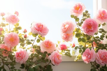 Fototapeta premium Beautiful pink roses in sunlight
