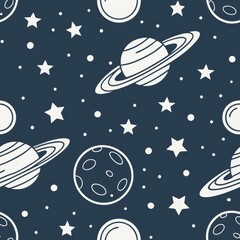 Naklejka premium Seamless patterns. Fabric pattern. Cosmic stars and planets. textile, Tile 