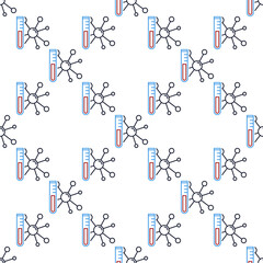 Sample Tube with Chemical Compound vector thin line seamless pattern