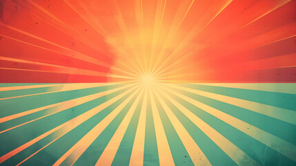 Vibrant Sunrise with Radiating Rays Over Tranquil Horizon, Evoking Peace and Inspiration