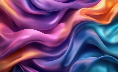 Fototapeta premium Bright multi-colored silk fabric. Silk fabric background.