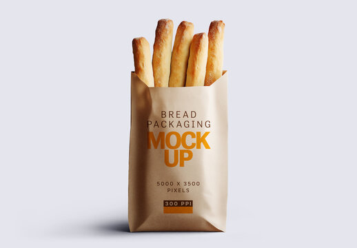 Breadsticks Kraft Paper Packaging Mockup for Design and Branding Projects
