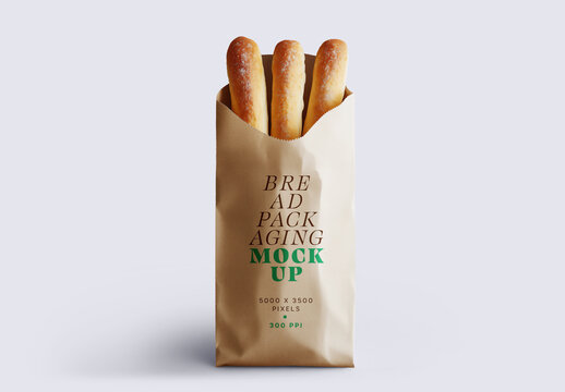 Breadsticks Kraft Paper Packaging Mockup for Design and Branding Projects