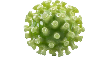 3d green microscopic virus cell structure isolated on white background