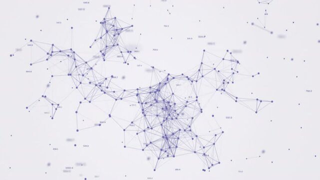 Network growing connecting data points white background