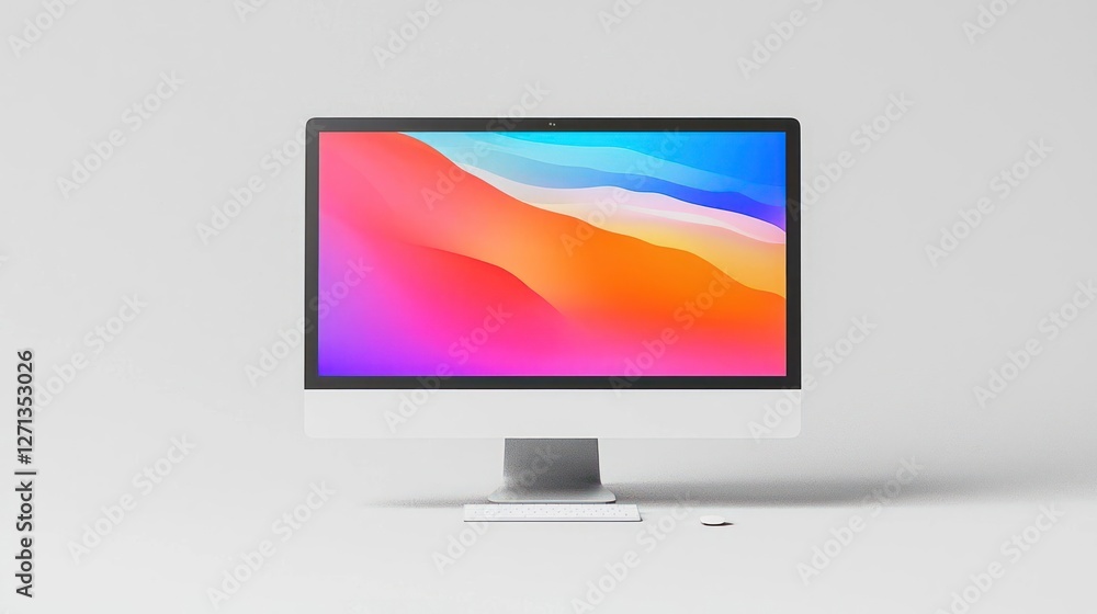 Poster Modern Computer Display with Vibrant Abstract Background