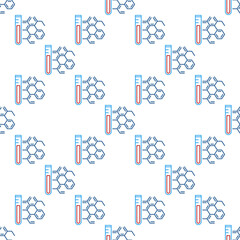 Test Tube with Chemical Compound vector concept line seamless pattern