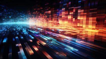 Abstract representation of digital technology and fast information transfer