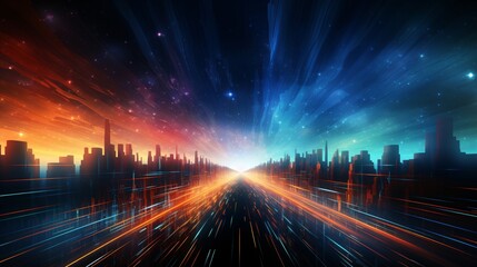 Obraz premium High tech digital connections and speed illustrated abstractly