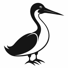 Gannet Bird Silhouette Vector Icon White Background.