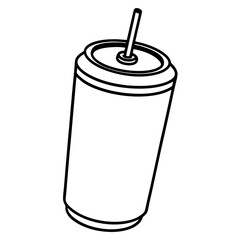 Sleek Soda Can Outline in Vector