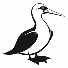 Gannet Bird Silhouette Vector Icon White Background.