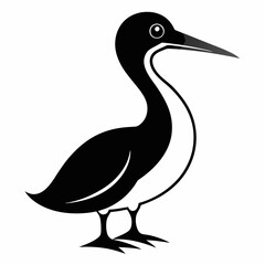 Gannet Bird Silhouette Vector Icon White Background.