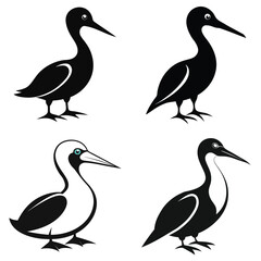 Obraz premium Download Gannet Silhouette Vector Icon Set Sharp & Professional.