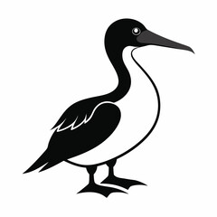 Gannet Bird Silhouette Vector Icon White Background.