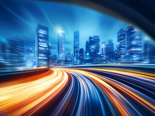 Fototapeta premium Futuristic highway through tunnel