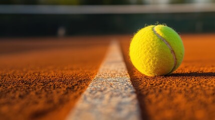 Tennis Ball on a Clay Court