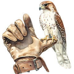 Medieval Falconry: A Brown Hawk Perched on a Tan Leather-Glove Hand