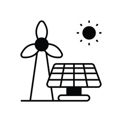 Renewable Energy Sources icons vector stock illustration
