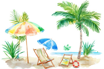 watercolor beach summer 