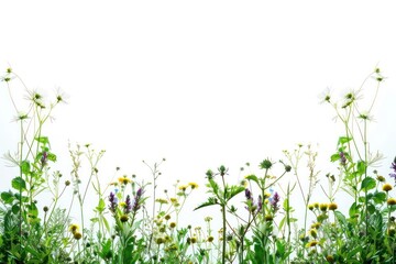 Fototapeta premium Vibrant wildflowers against white background