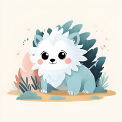 Obraz premium Cute and playful cat cartoon character with big eyes and fun expression in a colorful illustration