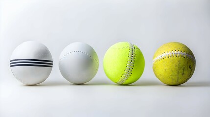 Four Different Textured Balls on White Background