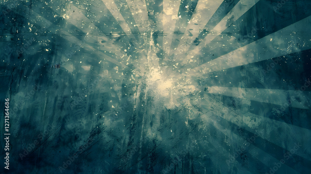 Poster abstract background with rays of light emanating from a central point, creating a serene atmosphere