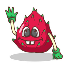 Fototapeta premium Funny doodle fruit cartoon with cute expression