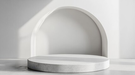 Empty white and gray light studio room interior. 3d plain grey soft gradient background. Studio room light, interior of grey gradient empty space