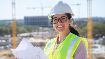 Female Engineer Overseeing a Construction Site