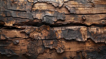 Fototapeta premium A detailed view of an old wooden surface with cracks, captured from above, showcasing a beautiful wood texture background