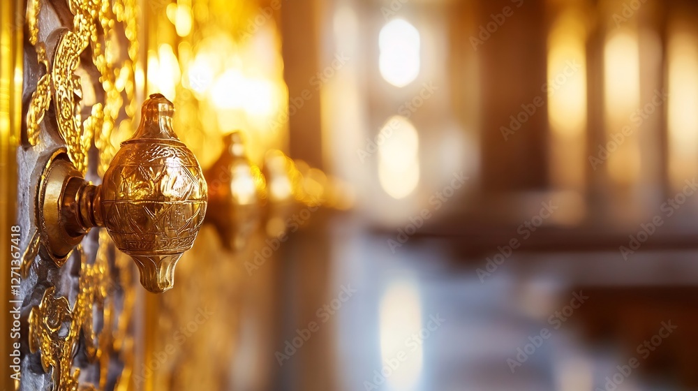 Aufkleber intricate golden door handle glimmers in soft light showcasing craftsmanship and elegance : generati