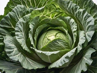 Fototapeta premium A single, crisp green cabbage