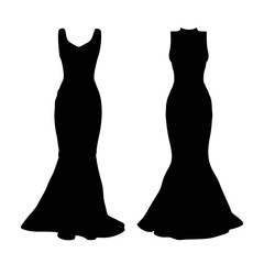 Mermaid dress silhouette isolated on a white background