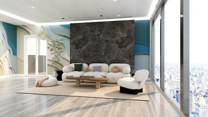 modern office lobby waiting room for company logo mockup