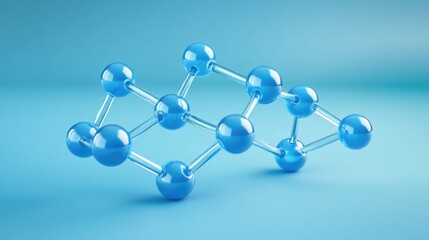 Scientific model of molecules. The blue structure represents a molecular model for educational purposes or research.