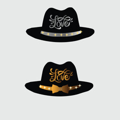 Portrait of a beautiful young woman holding hat on head with his hand

