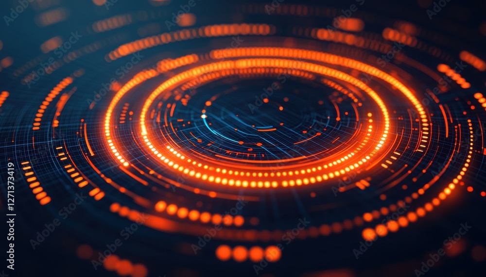 Poster abstract digital background featuring glowing circles and lines, representing connectivity and innov