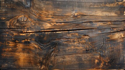 Naklejka premium A detailed view of an old wooden surface with cracks, captured from above, showcasing a beautiful wood texture background