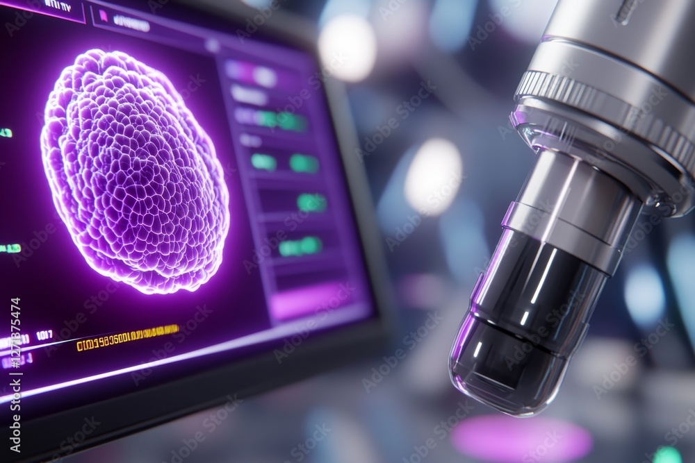 Poster A 3D-rendered high-tech research lab with holographic data screens displaying complex research methods
