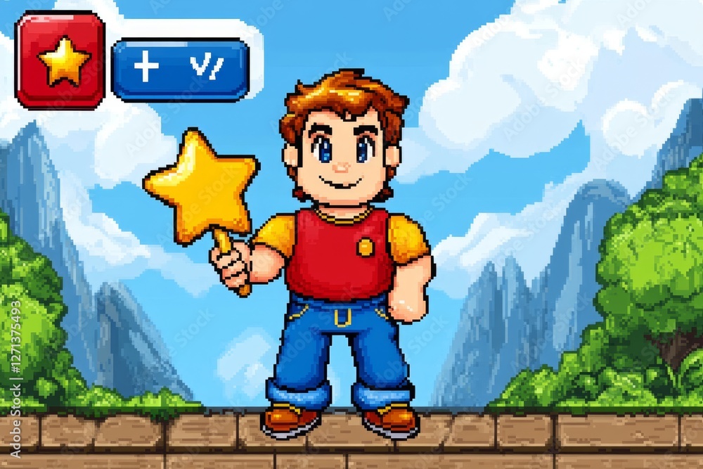 Poster a 8-bit pixel art of a digital poll voting screen, with pixelated response buttons and a retro-style